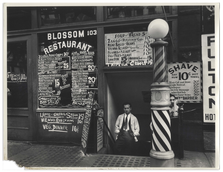 Berenice Abbott Signed 14'' x 11'' Photograph of ''Blossom Restaurant, 103 Bowery between Grand and Hester Streets''